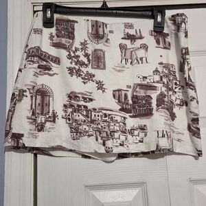 Abercrombie & Fitch Printed Cream and Brown Skort Linen Blend New With Tags.